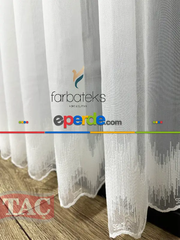 Taç Etek Zigzag Uçlu Ütü İstemez Alt İşlemeli Model Tül Perde