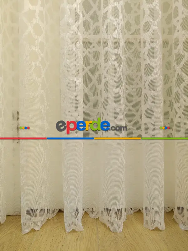 Örme Dantel Tül Perde- Krem