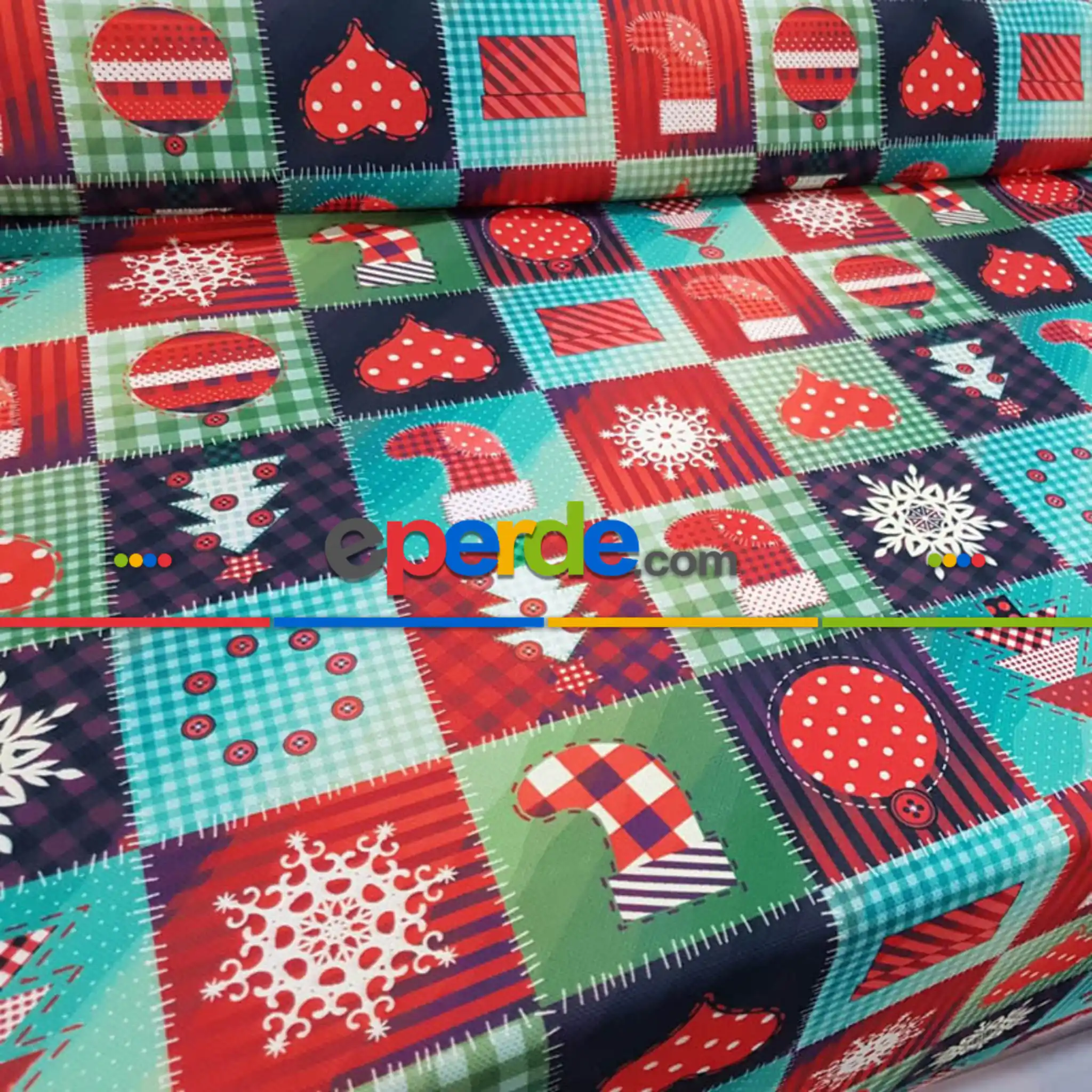 Yılbaşı Desenli Fon Perde K731 Kumaşı Kalındır Duck Bezi Değildir.- Siyah-Kahverengi-Beyaz-Krem