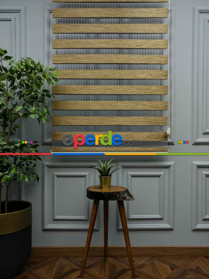 2025 Sezonu - Zebra Perde - Bambu Zebra Perde- Kahve Venge