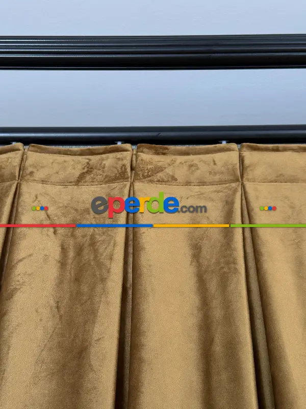 Yatak Odası - Turuncu İthal Kadife Fon Perde, Premium Kalite Serisi Kadife Fon Perde