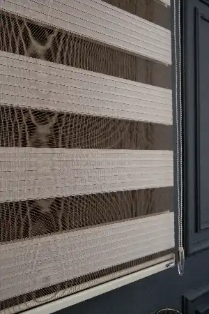Genç Odası - Bej Rengi Yüksek Kalite Pliseli Zebra, Mekanize Perde