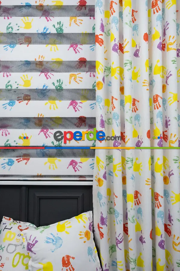 Trend Bebek - Çocuk - Genç Odası Zebra Perde Modelleri 2021- Yeşil-Sarı-Mor-Menekşe Kırmızı-Hardal