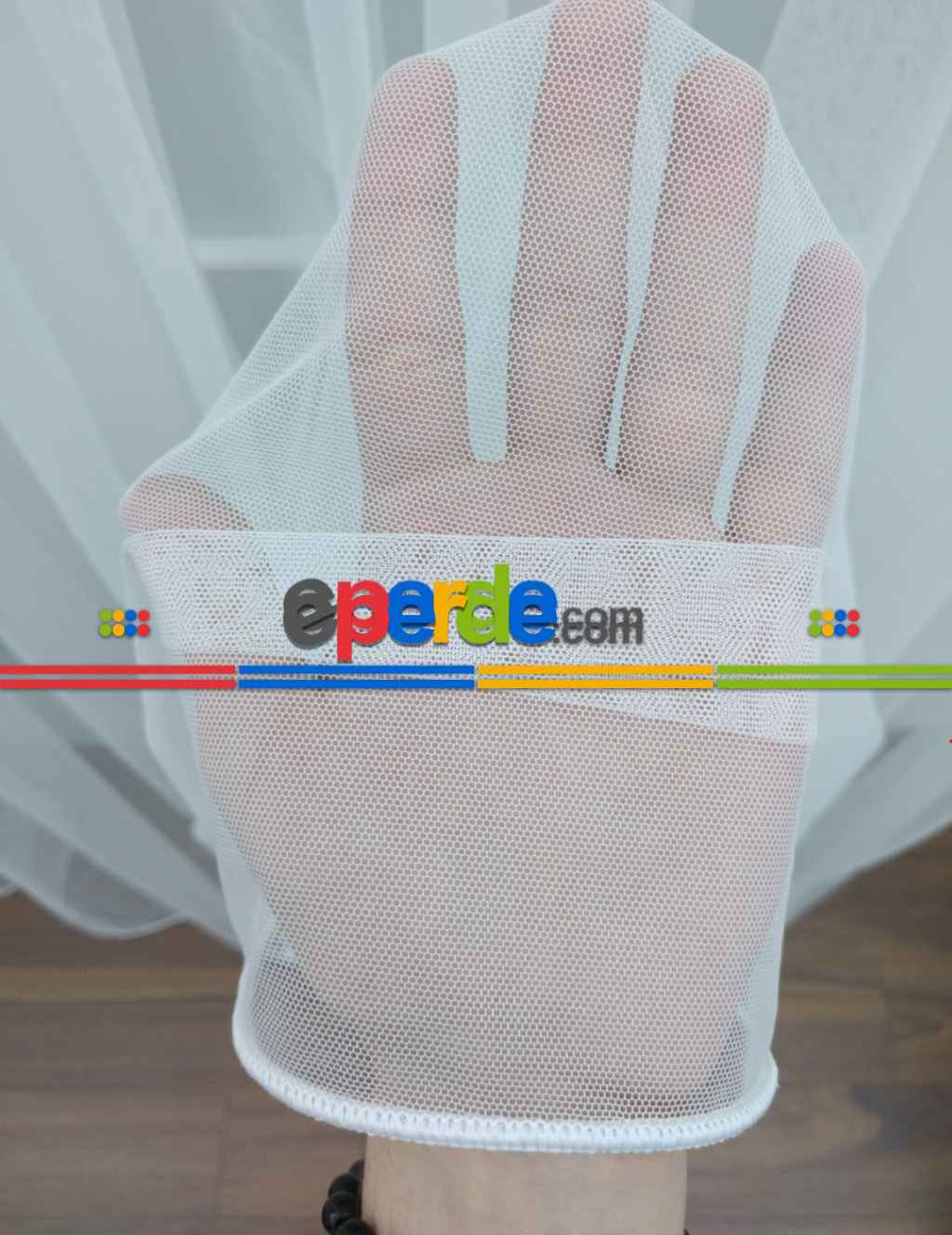 Grek Tül Perde - Petek Zemin- Beyaz-ekru - Kurşunlu Tül