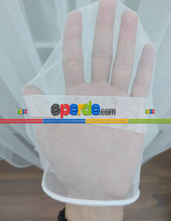 Grek Tül Perde - Petek Zemin- Beyaz-ekru - Kurşunlu Tül