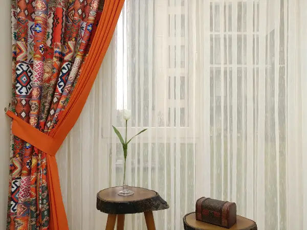 Kilim Desenli Patchwork Fon Perde Kombinli - 2- Çok Renkli 3