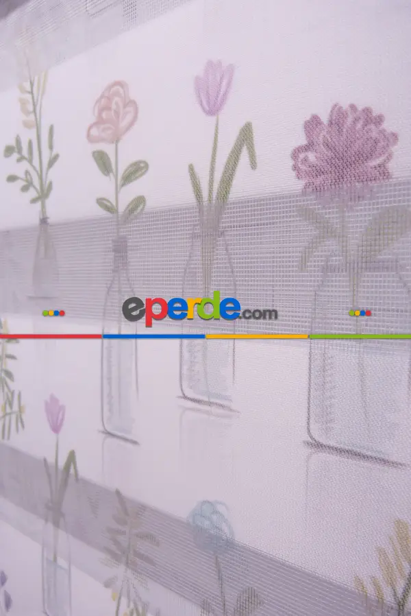 Mutfak Zebra Perde Desenli- Lila Açık Lila