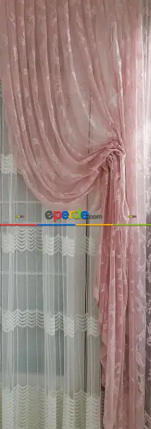 Pudra Pembe Renk Şal Desen Tasarım Yanki Kruvaze Tiyatro Model