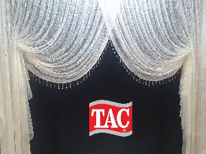 Taç Karlı Tül Kruvaze Model Tasarım Yanki Tiyatro Perde- Ekru