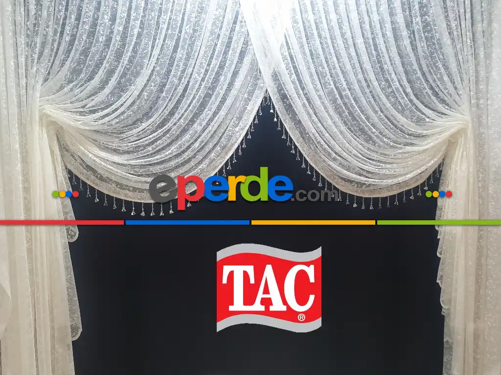 Taç Karlı Tül Kruvaze Model Tasarım Yanki Tiyatro Perde- Ekru