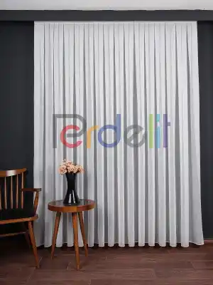 Ozi Yeni Sezon Çizgili Örme Tül Perde