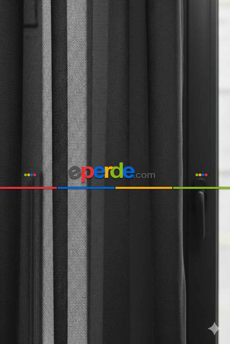 Siyah Grek Düz Tül Perde