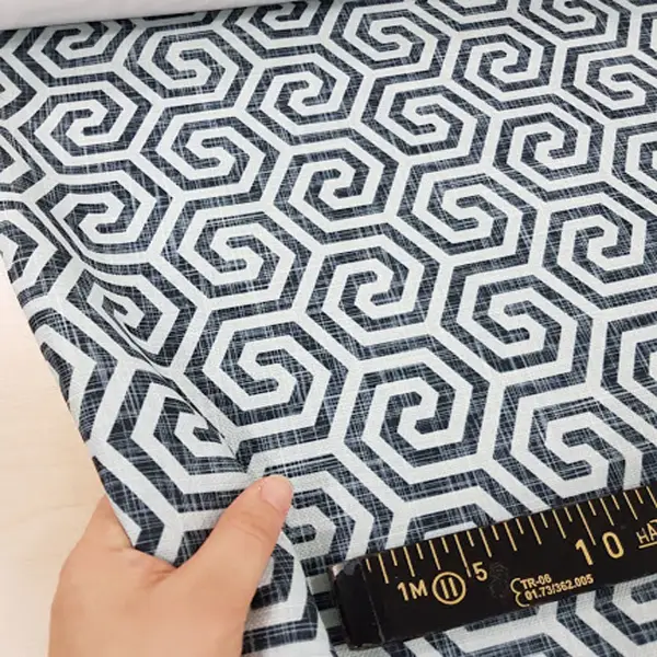 Salon Fon - Geometrik Sarmal Desenli Fon Perde Evm1124 Kumaşı Kalındır Duck Bezi Değildir- Beyaz