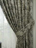 Patine Desenli Gri Desenli Jakar Fon Perde (180)- Gri Gri Füme Antrasit