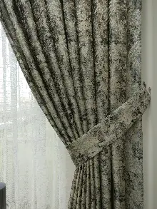 Patine Desenli Gri Desenli Jakar Fon Perde (180)- Gri