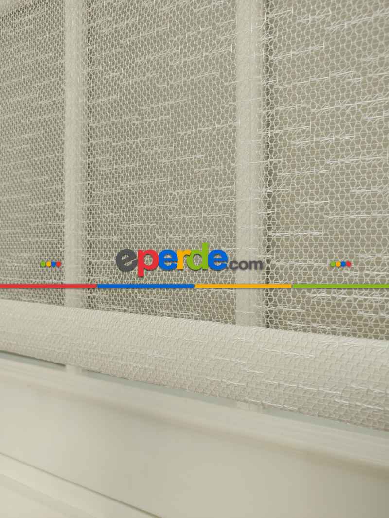 Yatak Odası - Jakar Örme Tül- Ekru Çiftli Sistem Dantel Desenli Perde- Ekru