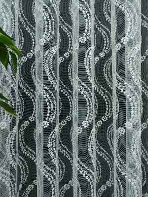 Mutfak Tülü Perdesi İşlemeli Güpürlü- Ekru