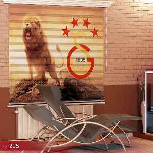 Galatasaray Özel Poster Baskılı Zebra Perde- Kırmızı-Sarı-Kahve