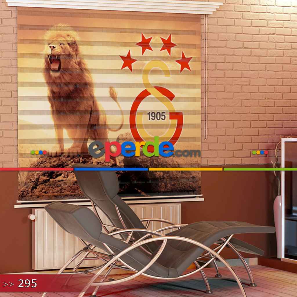 Galatasaray Özel Poster Baskılı Zebra Perde- Kırmızı-Sarı-Kahve