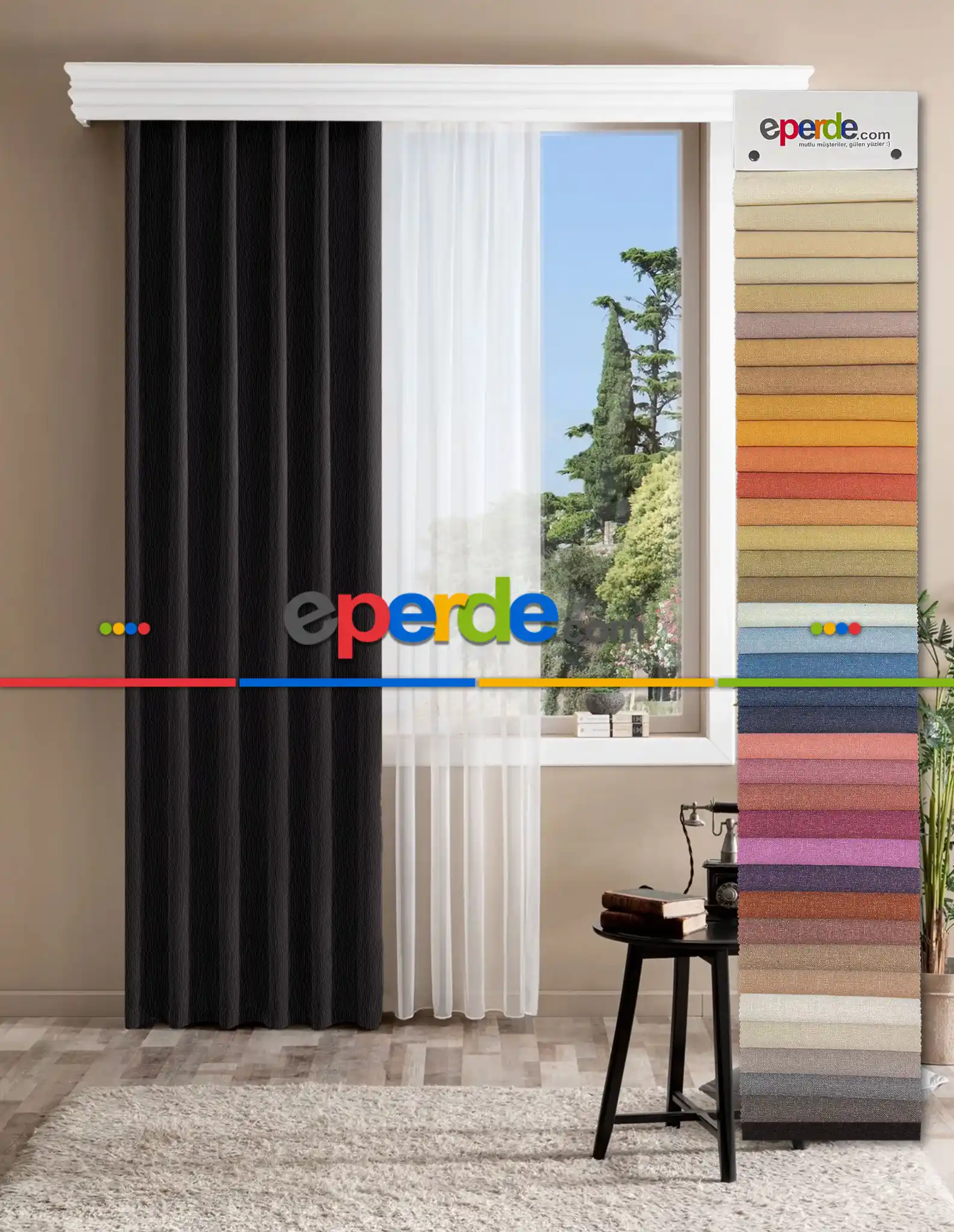 34 Renk Düz Keten Fon Perde - Ağır Gramajlı Premium Kalite Serisi