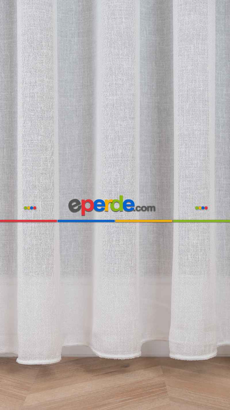 Ekru Düz Tül Perde, Ağır Gramajlı Premium Seri, Eteği Kurşunlu