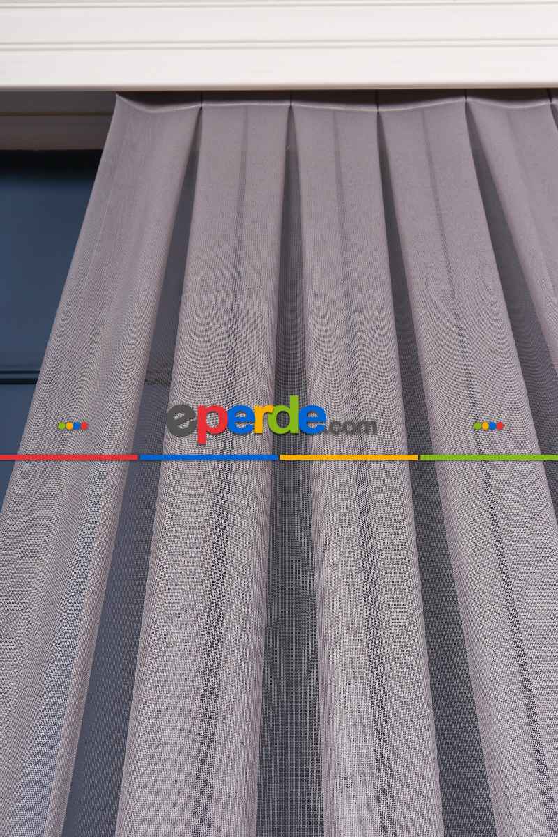 Salon Tül Modelleri - Ofelya Gri - Düz Tül Perde