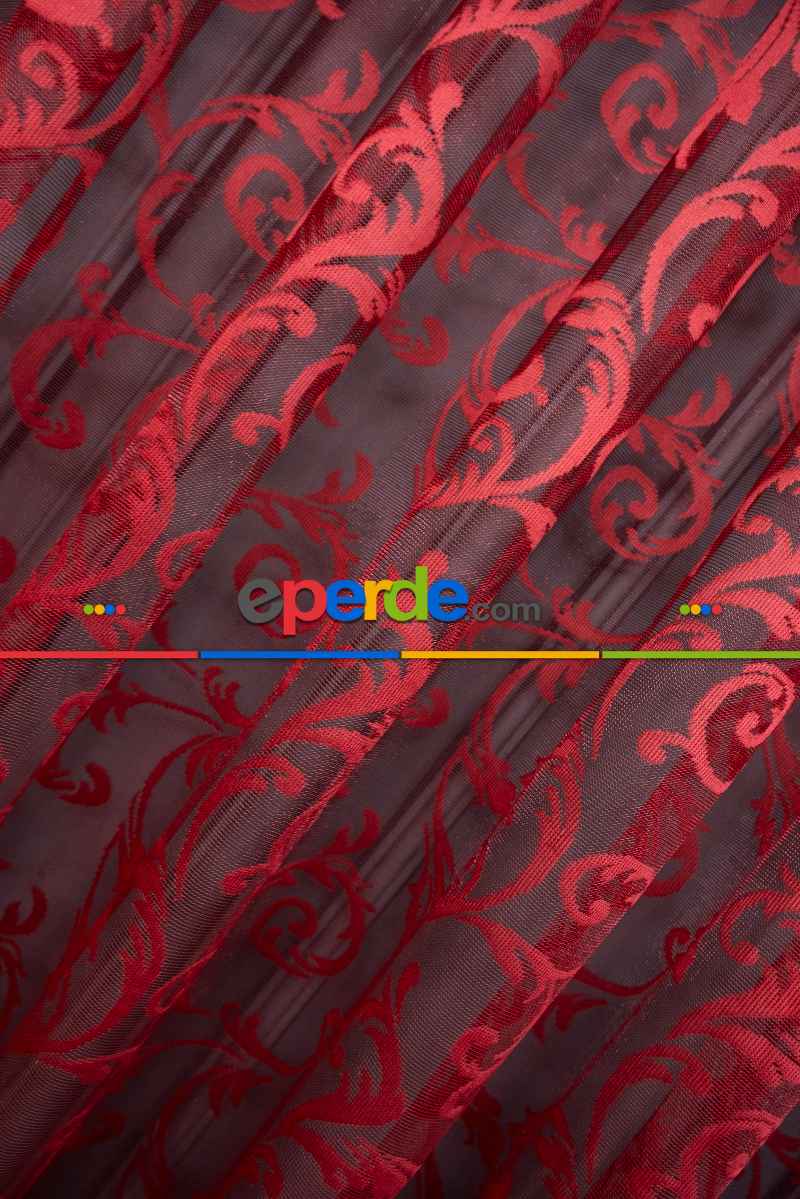 Sarmaşık Şal Desen Bordo Renk Desen Tasarım Tül