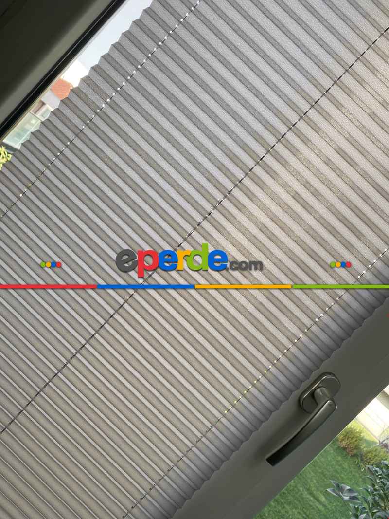 Mutfak - Plisel Perde, Gri Diamond Seri Cam Balkon Perdesi 1. Kalite Matkapsız Montaj Yaylı Sistem