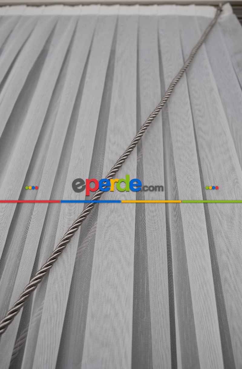 Salon Tül - Hafif Keten Yalancı Kruvaze - Tülden Fon - Halat İle Yana Toplamalı Tül - Kordon Toplama Tül - Çift Veya Tek Kanat - Aksesuar İlave Ücretlidir - Kurşunlu Tül