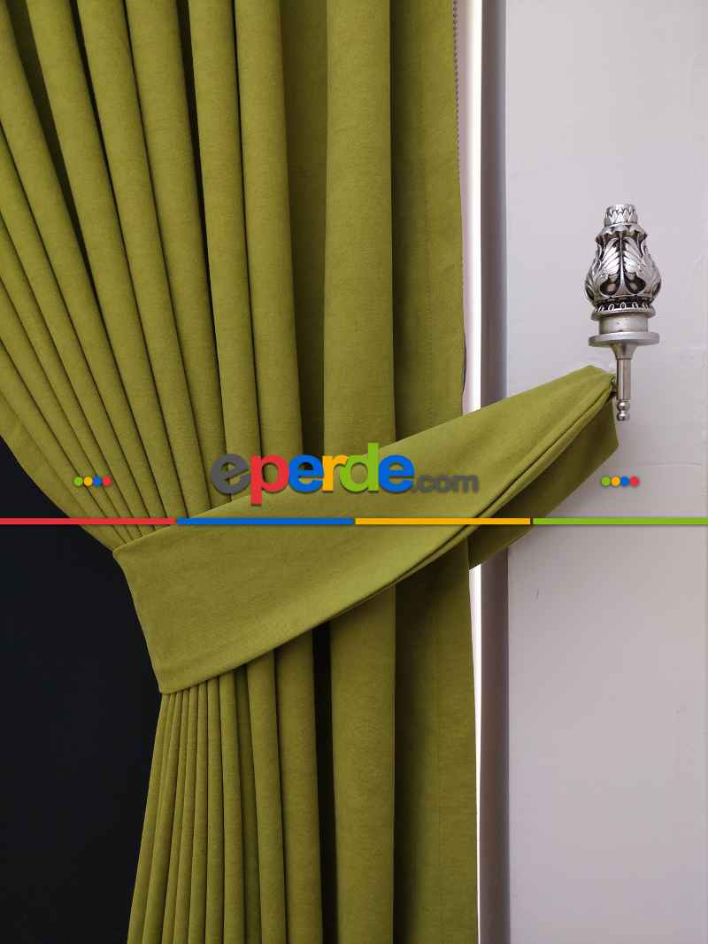 Düz Renk Dökümlü Fon Perde (150)- Fıstık Yeşili