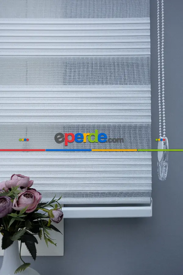 100x200 Hazır Ekru Dar Plise Zebra Perde- Ekru