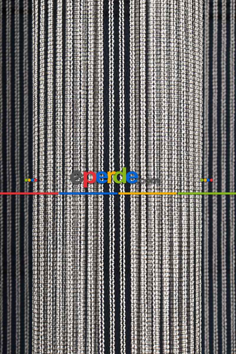 Salon Tül Modelleri - Luka Ekru-siyah Düz Tül Perde Ütü İstemez