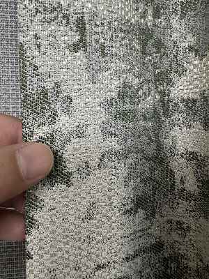 Patinedesenli Bej Yeşil Desenli Jakar Fon Perde (285 En)- Yeşil