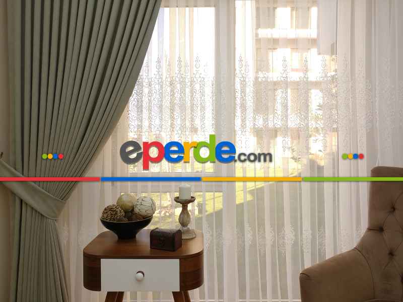 Taş Rengi Düz Sade Fon Perde ( Dökümlü Fon )- Taş Rengi