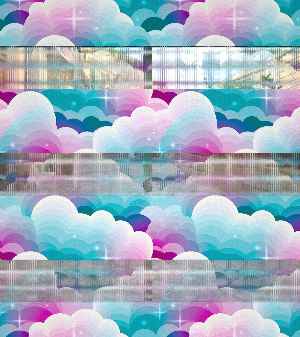 Bulut Desenli Baskılı Zebra Perde- Çok Renkli