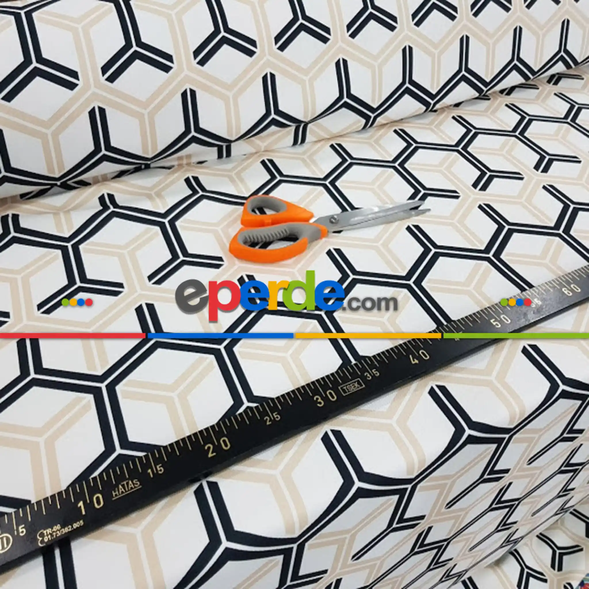 Geometrik Desenli Fon Perde Evm216 _g - Kumaşı Kalındır Duck Bezi Değildir.- Siyah-Gri-Füme-Antrasit-Beyaz