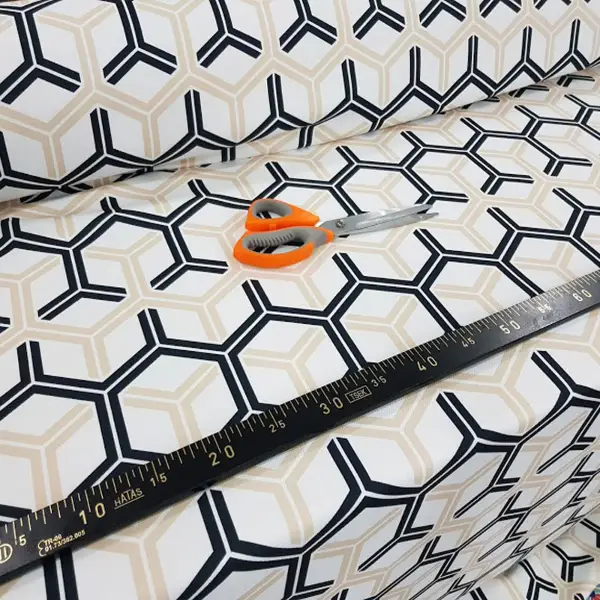 Geometrik Desenli Fon Perde Evm216 _g - Kumaşı Kalındır Duck Bezi Değildir.- Siyah-Gri-Füme-Antrasit-Beyaz