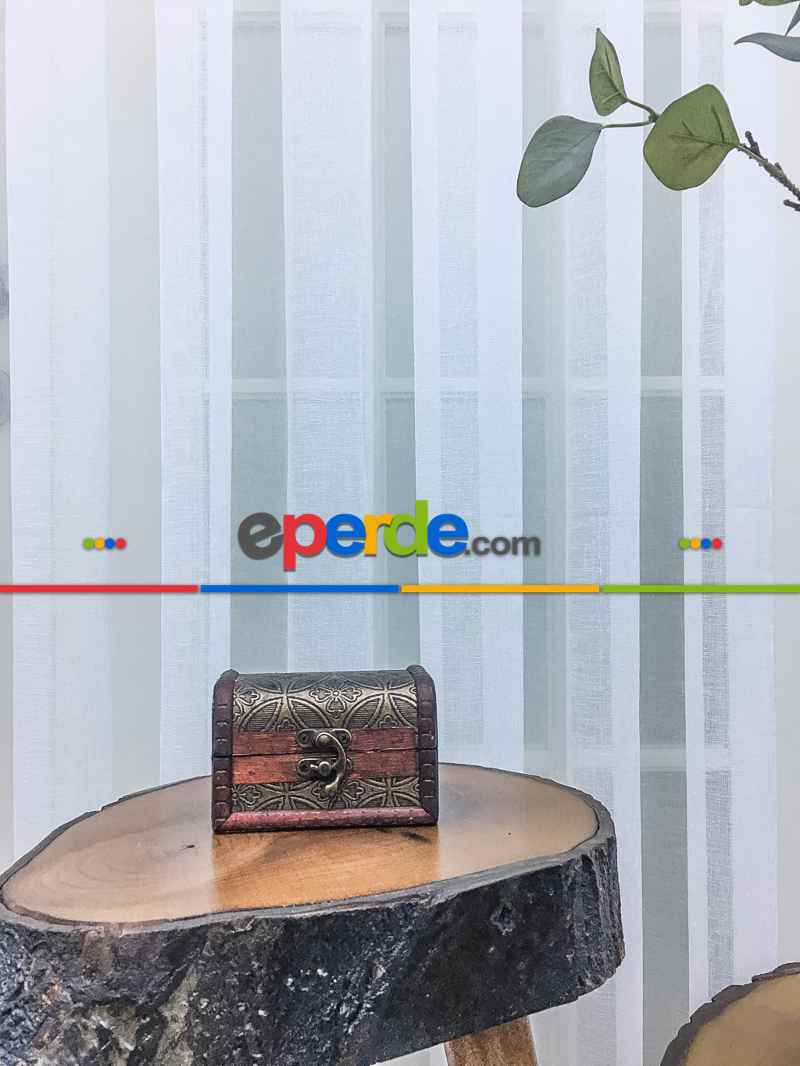 Salon Tül Perde - Lüx Tül Perde Ve Kruvaze Perde Saf Keten Doku Beyaza Yakın- Ekru