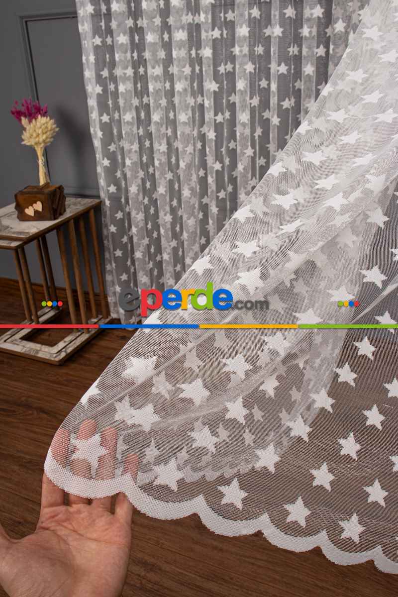 Bebek Odası -  Yıldız Desen Örme Tül Perde