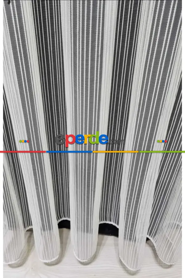 Düz Çizgili Zincir Desen Kurşunlu Gramajlı Tül (1.sınıf) (dikim Ücreti Fiyata Dahildir)