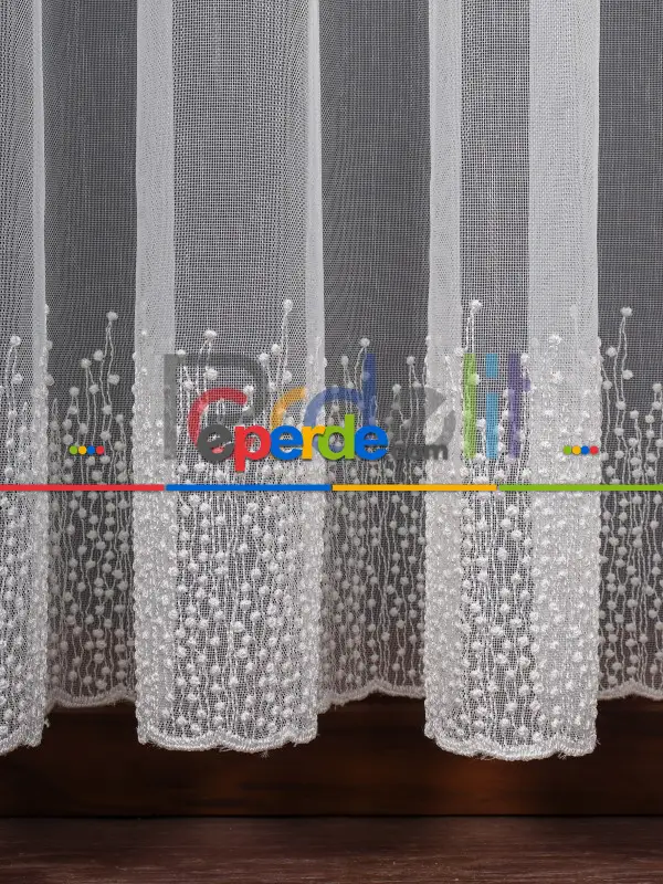 Etek Ucu Nakış İşlemeli Tül Perde