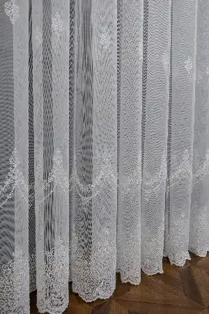 Salon - Brillant Tül Serpme Desen Tarz Moda Yeni Nakış İşlemeli Tül