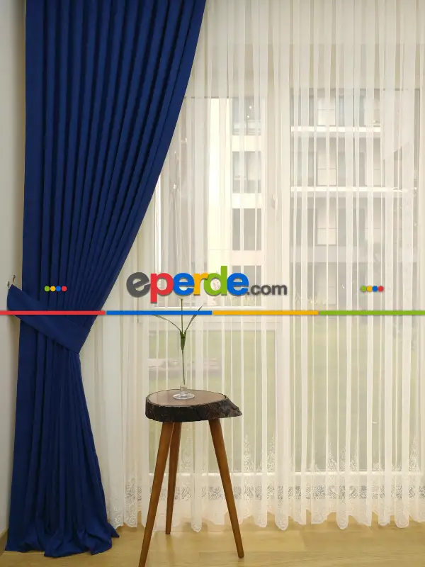 Parlement - Düz Fon Perde ( Dökümlü Fon Perde)- Saks Mavi