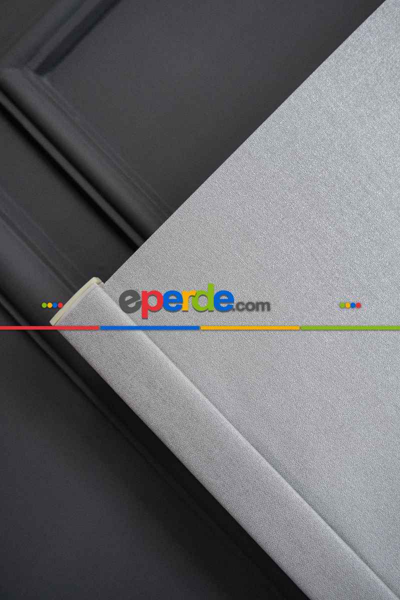 Yatak Odası - Stor Perde Kalın Kumaş Yaldızlı Açık Gri Renk A Kalite