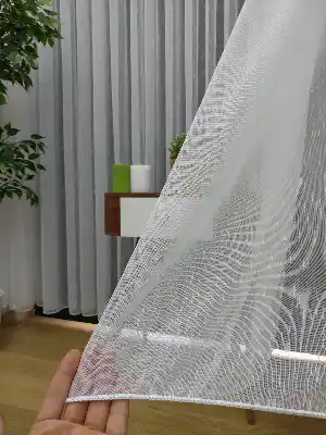 Yeni Sezon İnce Çizgili Tül Perde- Ekru - Kurşunlu Tül