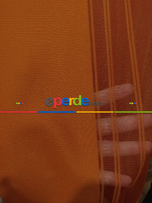 Lens Akıllı Dikey Tül Perde 115- Beyaz-kiremit Rengi-hardal