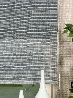Koyu Gri Çiftli Sistem Tül Stor Perde, Standart Metal Kasalı Yüksek Kalite Kornişe Kolay Montaj Seçenekli