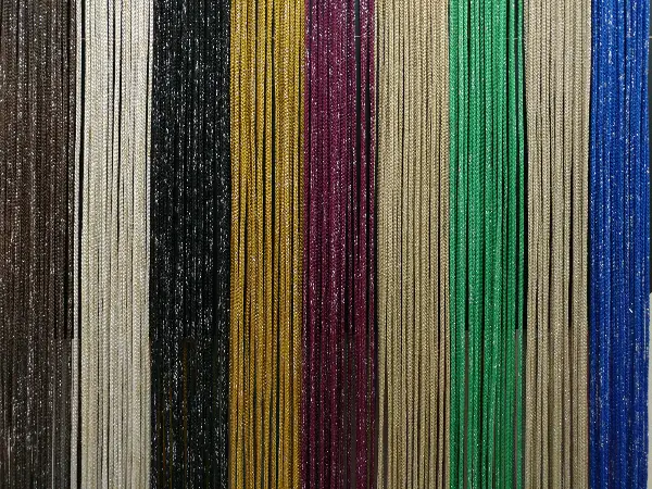 Bej Rengi İp Perde Kalın Zincir Simli Serisi- Bej-gümüş