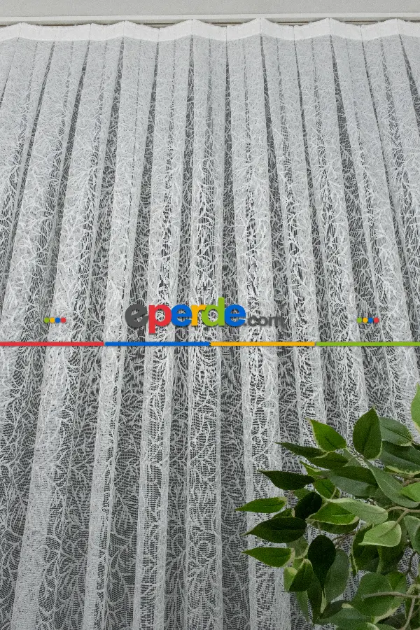 Spor Desenli Fransız Danteli Örme Tül Perde