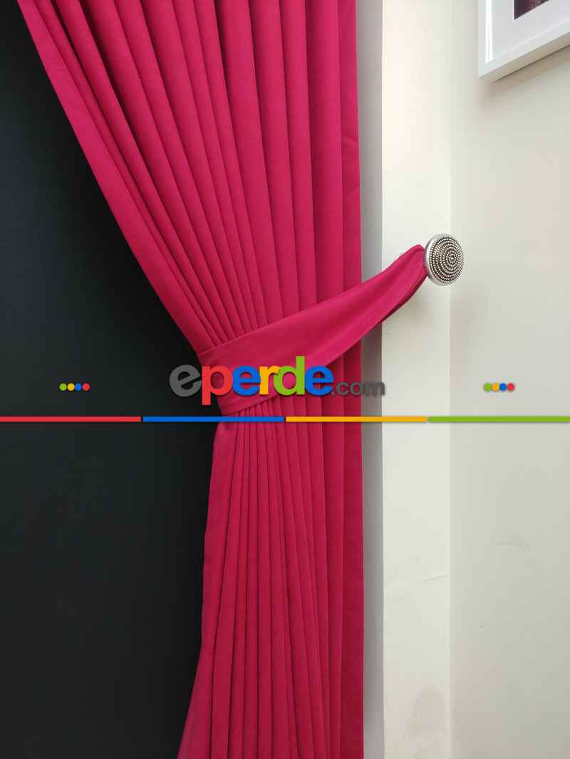 Düz Renk Dökümlü Fon Perde (150)- Fuşya